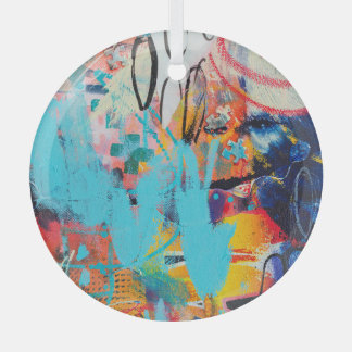 Mehrfarbige Mixed-Media-Kunst Ornament Aus Glas