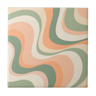Mehrfarbige moderne Retro-Wellendesign Fliese