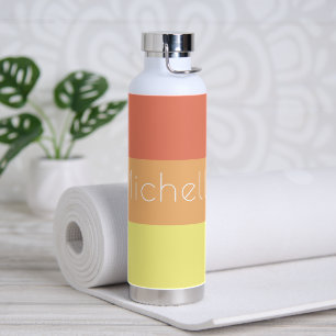 Mehrfarbige moderne Streifen mit Namen Trinkflasche