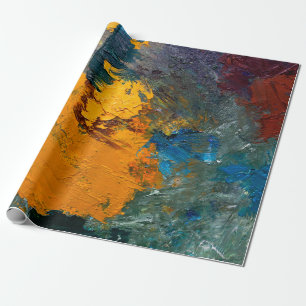 mehrfarbige Ölfarbstriche auf der Palette des Küns Geschenkpapier