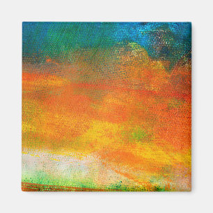 mehrfarbige Orange- und grüne Abstrakte Acrylfarbe Magnet