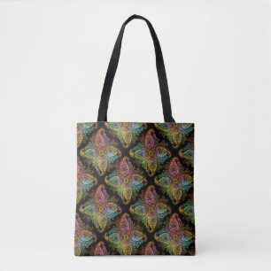 Mehrfarbige Paisley-Muster auf Schwarz