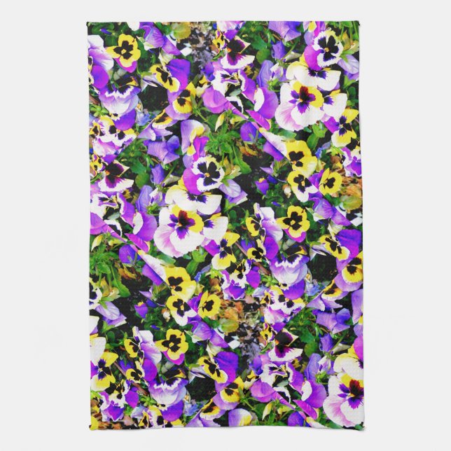 mehrfarbige Pansy-Blumen Handtuch (Vertikal)