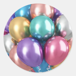Mehrfarbige Partyballons  Runder Aufkleber