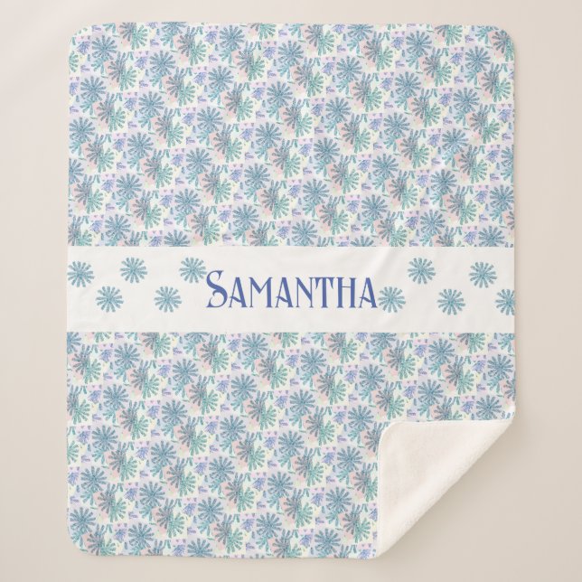 mehrfarbige Pastel Patchwork Daisy Sherpadecke (Vorderseite)