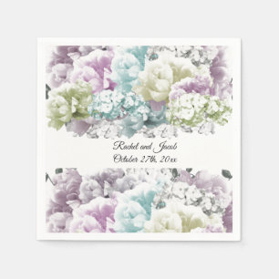 Mehrfarbige Pastell-Blumenstrauß-Hochzeitspapier-S Serviette