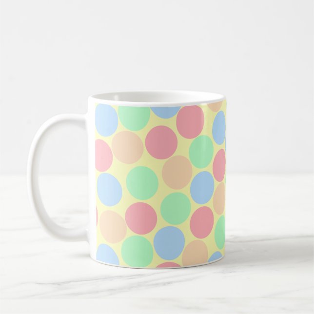Mehrfarbige Pastell-Punkte-Muster Kaffeetasse (Links)