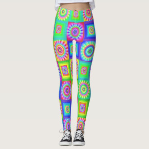 Mehrfarbige Patchwork-Blumenleggings Leggings