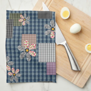 Mehrfarbige Patchwork-Retro-Muster im rustikalen S Geschirrtuch