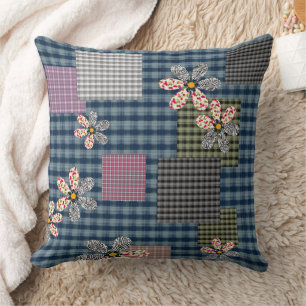 Mehrfarbige Patchwork-Retro-Muster im rustikalen S Kissen