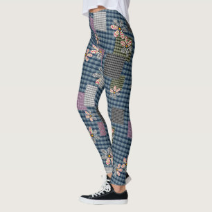 Mehrfarbige Patchwork-Retro-Muster im rustikalen S Leggings