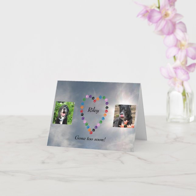Mehrfarbige Paw Print Heart Dog Sympathie Card Karte (Orchidee)
