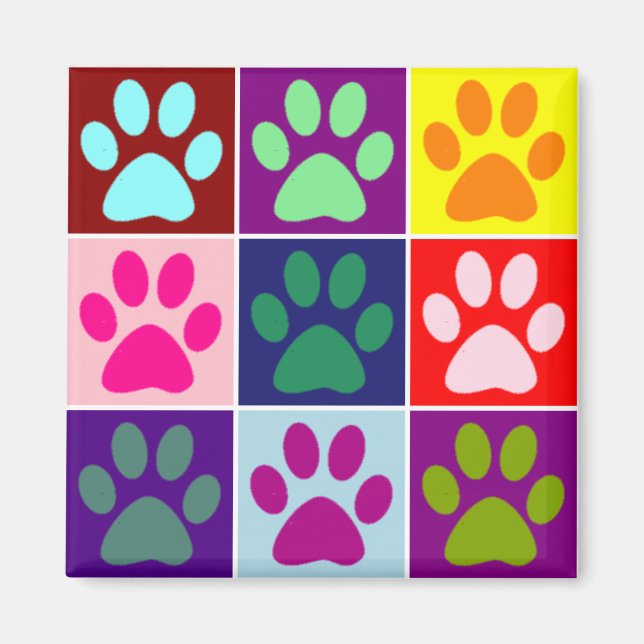 mehrfarbige Paws Magnet (Vorne)