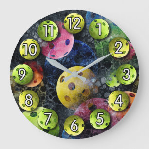 Mehrfarbige Pickleball-Uhr Große Wanduhr