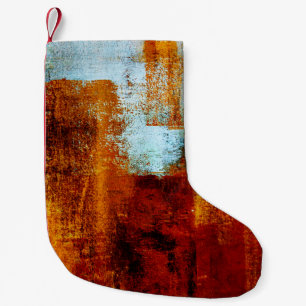 Mehrfarbige Pinselstriche in Ölstruktur. Grunge Kleiner Weihnachtsstrumpf