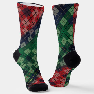 Mehrfarbige PNW-Grunge-Karodesign Socken