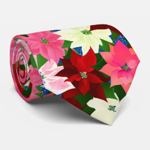 Mehrfarbige Poinsettia Weihnachten Krawatte