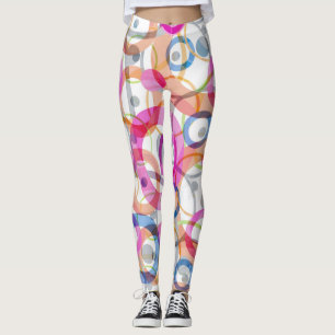 mehrfarbige Polka-Punkte, Kreise auf weiß Leggings