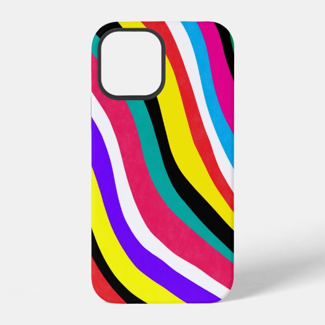 Mehrfarbige psychedelische wellige Streifen iPhone Hülle (Rückseite)