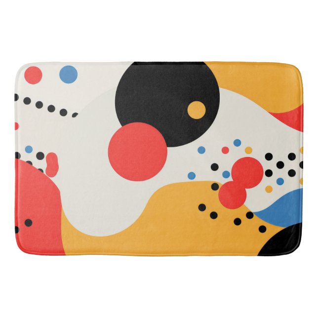 Mehrfarbige Punkte auf weißem Hintergrund Badematte (Vorderseite)