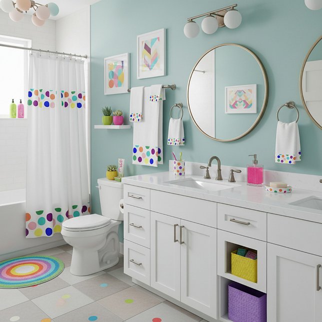 Mehrfarbige Punkte Badhandtuch Set (Von Creator hochgeladen)