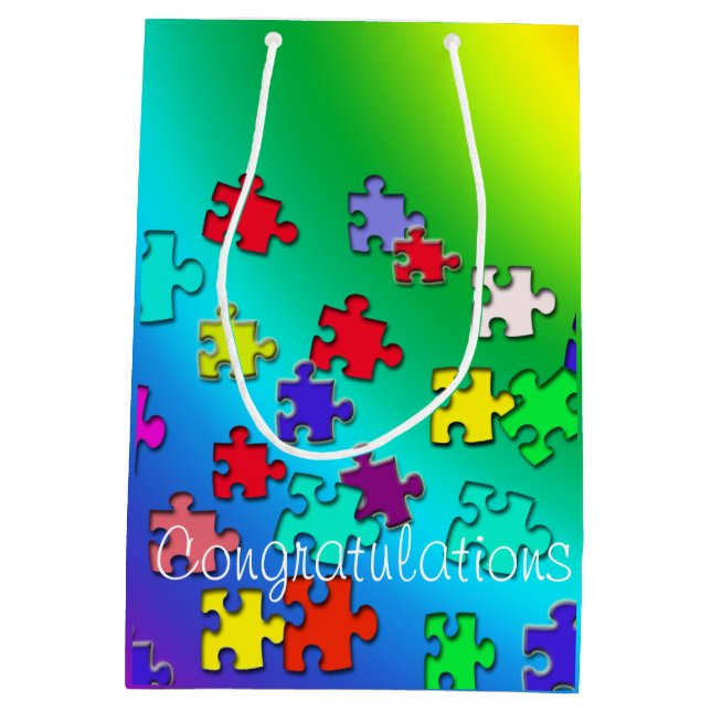 Mehrfarbige Puzzlespiele Mittlere Geschenktüte (Rückseite)