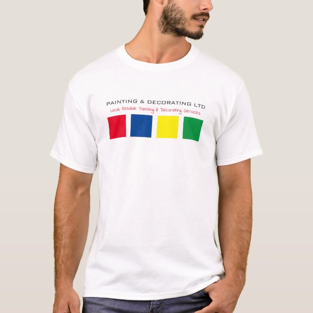 Mehrfarbige Quadrate, Malerwerbung und Dekoratorwe T-Shirt (Vorderseite)