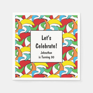 Mehrfarbige Retro Boomerang Geburtstagsparty Serviette