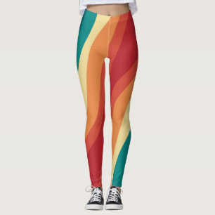 Mehrfarbige Retro-Wellendesign Leggings
