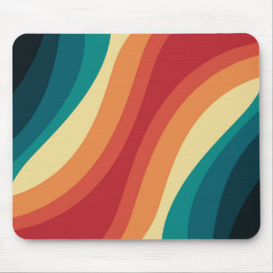 Mehrfarbige Retro-Wellendesign Mousepad