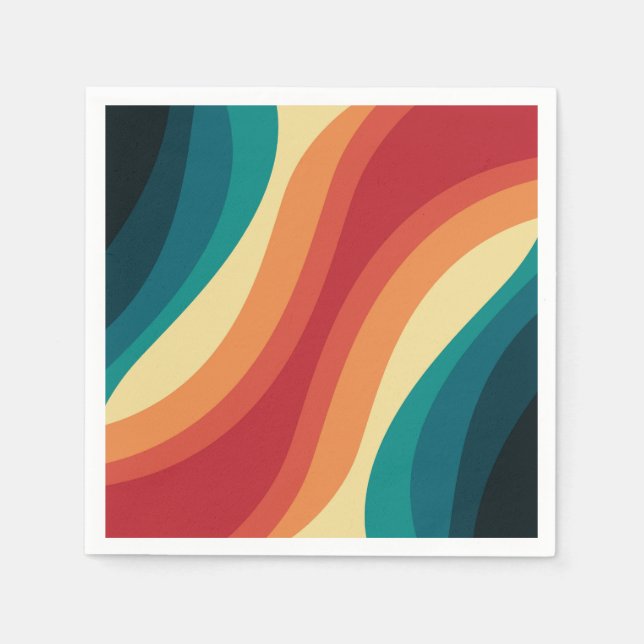 Mehrfarbige Retro-Wellendesign Serviette (Vorderseite)