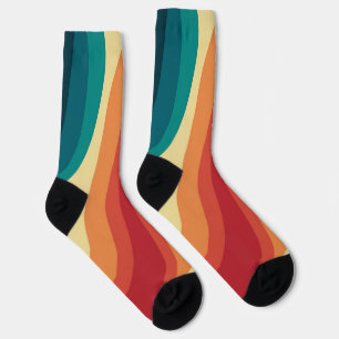 Mehrfarbige Retro-Wellendesign Socken
