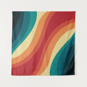 Mehrfarbige Retro-Wellendesign Wandteppich