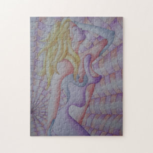 mehrfarbige rosa aufwerfendame der abstrakten puzzle