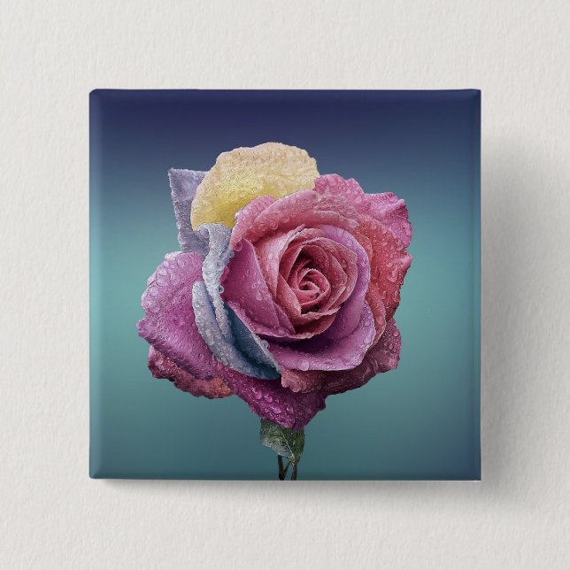 mehrfarbige Rose Button (Vorderseite)