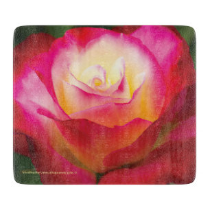 Mehrfarbige Rose - KLEINES Glasschneiden-Brett Schneidebrett