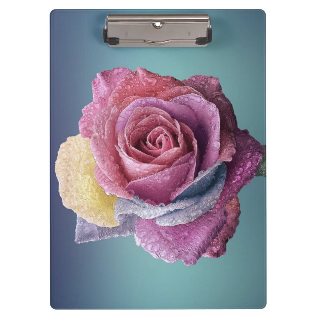 mehrfarbige Rose Klemmbrett (Vorderseite)