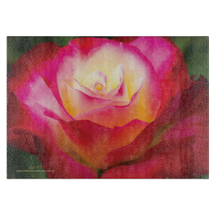 Mehrfarbige Rose - MITTLERES Glasschneiden-Brett Schneidebrett