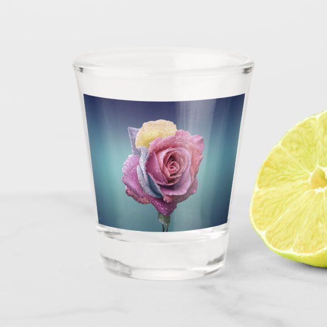 mehrfarbige Rose Schnapsglas (Vorderseite)
