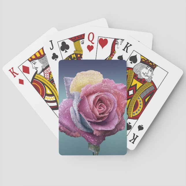 mehrfarbige Rose Spielkarten (Rückseite)