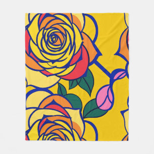 Mehrfarbige Rosen in einem Pop-Art-Stil Fleecedecke