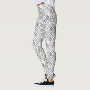 Mehrfarbige rustikale Blumenmuster auf Weiß  Leggings