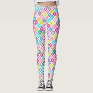 Mehrfarbige rustikale Blumenmuster auf Weiß  Leggings