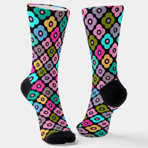Mehrfarbige rustikale Blumenmuster auf Weiß Socken