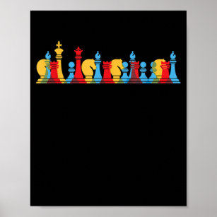 Mehrfarbige Schachfiguren, die intelligente Gesche Poster