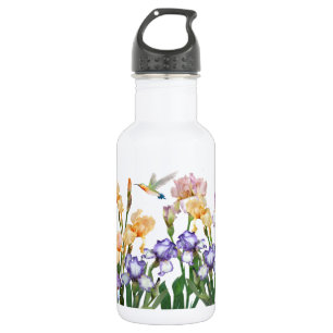 Mehrfarbige Schwertlilien / Blumengarten  Edelstahlflasche