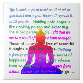 mehrfarbige Silhouette Buddhas mit Sprichworten Fliese