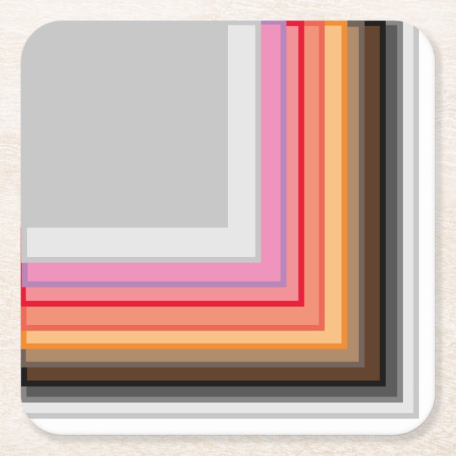 mehrfarbige Streifen und Quadrate Rechteckiger Pappuntersetzer (Vorderseite)