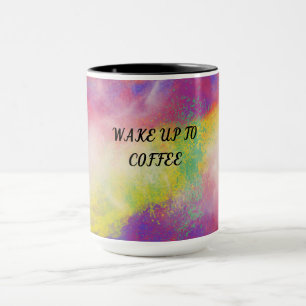 Mehrfarbige Tasse mit zwei Tönen.