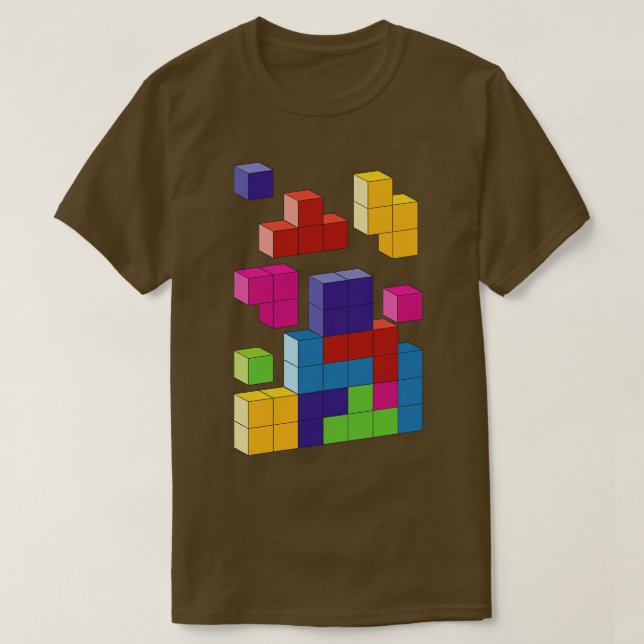 Mehrfarbige Tetris-Blöcke T-Shirt (Design vorne)
